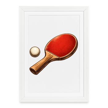 Tennis de table, raquette, balle, chemise, ping-pong - Affiche encadrée (27 × 37 cm) - blanc - Devant