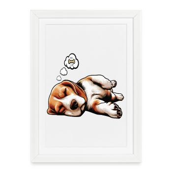 Beagle Propriétaire de Beagle Propriétaire de Beagle chien beagle - Affiche encadrée (27 × 37 cm) - blanc - Devant