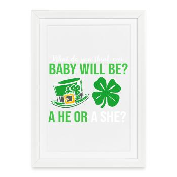 Révélation du sexe de la fête de bébé : la Saint-Patrick - Affiche encadrée (27 × 37 cm) - blanc - Devant