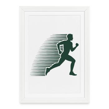 Silhouette en course au sprint - Affiche encadrée (27 × 37 cm) - blanc - Devant