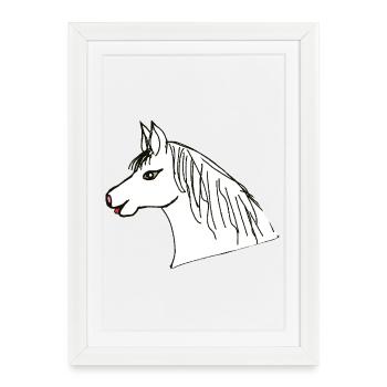 Cheval Tête de Poney Cheval Enfants Chevaux - Affiche encadrée (27 × 37 cm) - blanc - Devant