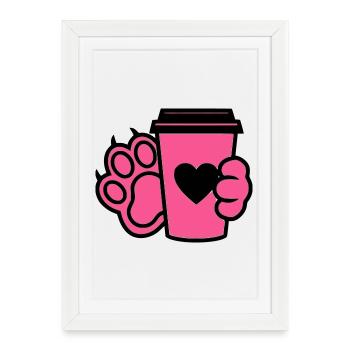 Maman de chien Paw Coffee Cup - Affiche encadrée (27 × 37 cm) - blanc - Devant