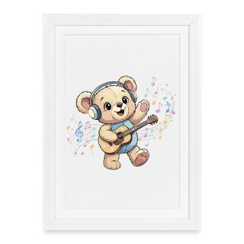 Cuddly Bear with Guitar Groove - Framed poster (27 × 37 cm) - white - Front