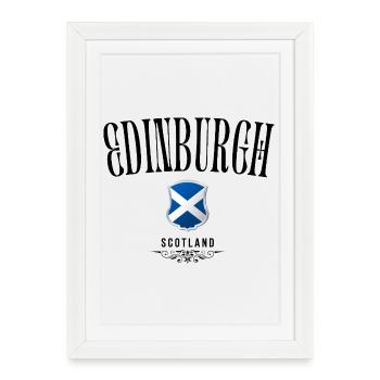 Souvenir Édimbourg, design élégant Édimbourg - Affiche encadrée (27 × 37 cm) - blanc - Devant
