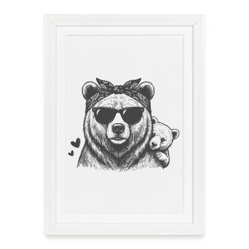 Maman Ours avec le bébé - Affiche encadrée (27 × 37 cm) - blanc - Devant