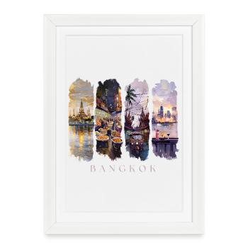 Bangkok Design – Thailand City Trip Motif - Framed poster (27 × 37 cm) - white - Front