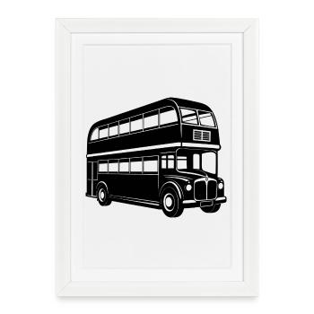 Bus londonien - Affiche encadrée (27 × 37 cm) - blanc - Devant