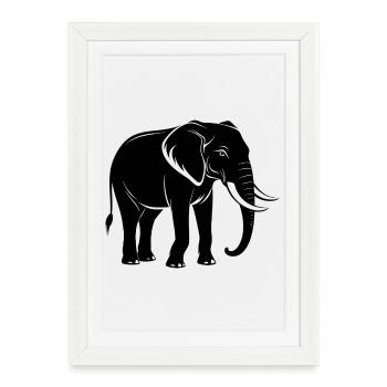 Éléphant - Affiche encadrée (27 × 37 cm) - blanc - Devant
