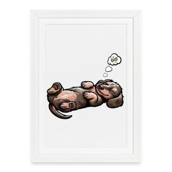 teckel teckel à poils durs propriétaire de teckel teckel - Affiche encadrée (27 × 37 cm) - blanc - Devant