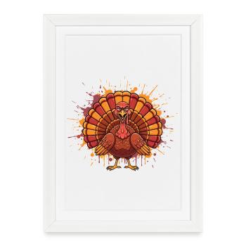 Colorful turkey with color splash - Framed poster (27 × 37 cm) - white - Front