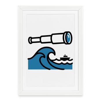 Explorateur océanique Waves Telescope - Affiche encadrée (27 × 37 cm) - blanc - Devant