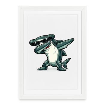 Requin-marteau à dabber - Affiche encadrée (27 × 37 cm) - blanc - Devant