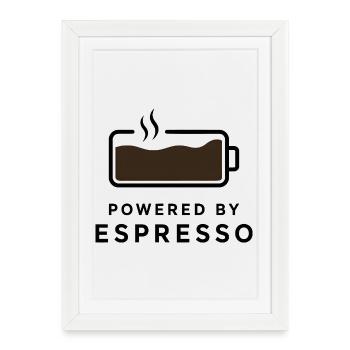 Propulsé par Espresso - Conception de café pour ventilateur de café - Affiche encadrée (27 × 37 cm) - blanc - Devant