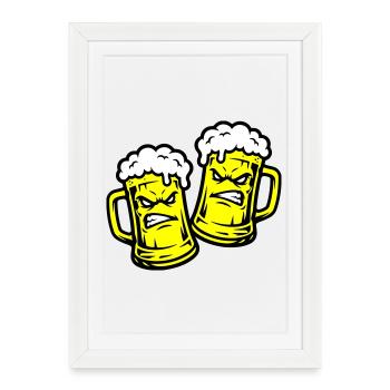 Verre de bière comique - Affiche encadrée (27 × 37 cm) - blanc - Devant