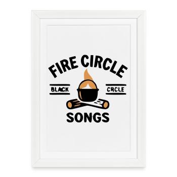 Cuisine à la bouilloire au feu de camp Camping en plein air - Affiche encadrée (27 × 37 cm) - blanc - Devant