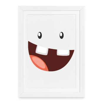 Funny monster with a big grin - Framed poster (27 × 37 cm) - white - Front