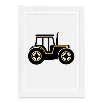 Sticker Tracteur Icône Noir et Jaune - Affiche encadrée (27 × 37 cm) - blanc - Devant