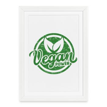 Vegan Power Emblem - Framed poster (27 × 37 cm) - white - Front