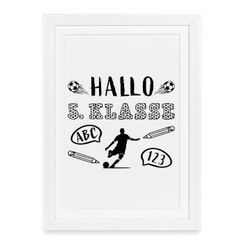 Bonjour 5e année - lycée - football - Affiche encadrée (27 × 37 cm) - blanc - Devant