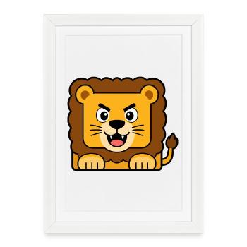 Lion - Framed poster (27 × 37 cm) - white - Front
