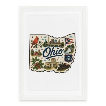 Ohio Buckeye State Vintage Travel Sticker - Framed poster (27 × 37 cm) - white - Front