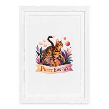 Art Populaire Mystique Chat du Bengale - Affiche encadrée (27 × 37 cm) - blanc - Devant