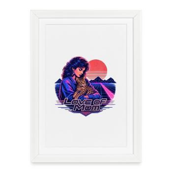 Bengal Cat rétro synthwave des années 80 - Affiche encadrée (27 × 37 cm) - blanc - Devant