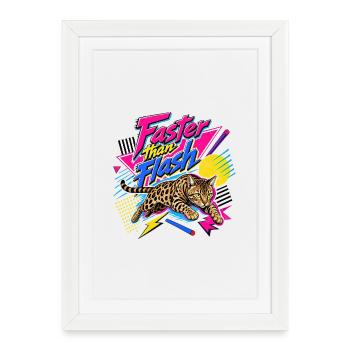Bengal Cat Sprint rétro des années 90 - Affiche encadrée (27 × 37 cm) - blanc - Devant