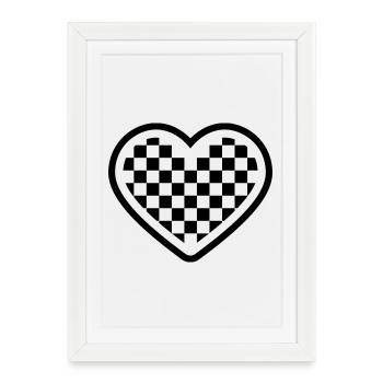 checkerboard heart - Framed poster (27 × 37 cm) - white - Front