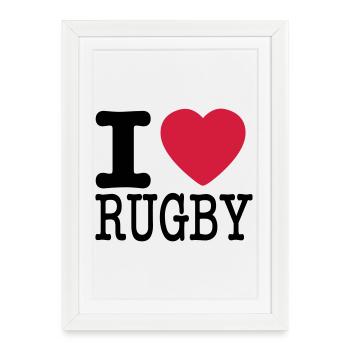 j'aime le rugby - Affiche encadrée (27 × 37 cm) - blanc - Devant