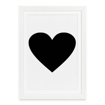 Cœur noir Awesomeelement - Affiche encadrée (27 × 37 cm) - blanc - Devant