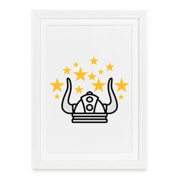 Casque de Viking - Affiche encadrée (27 × 37 cm) - blanc - Devant