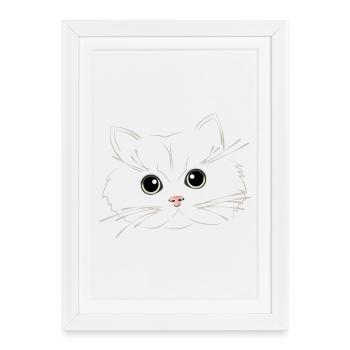 yeux de chat avec un visage moelleux - Affiche encadrée (27 × 37 cm) - blanc - Devant