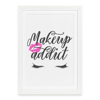 Design personnalisé lèvres roses  yeux longs cils - Affiche encadrée (27 × 37 cm) - blanc - Devant