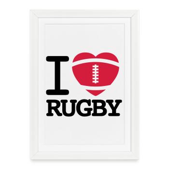 I love Rugby - Affiche encadrée (27 × 37 cm) - blanc - Devant