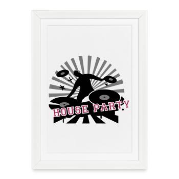 make cool house music design DJ at party - Framed poster (27 × 37 cm) - white - Front
