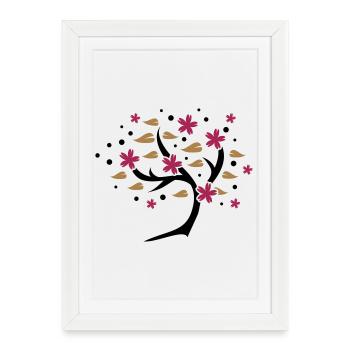 arbre de fleur de cerisier stylisé au printemps - Affiche encadrée (27 × 37 cm) - blanc - Devant