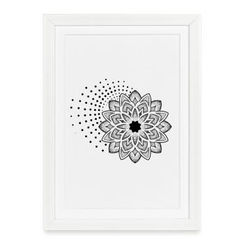 Geometric ornamental mandala flower tattoo design - Framed poster (27 × 37 cm) - white - Front
