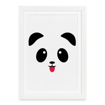 Langue de visage de panda - Affiche encadrée (27 × 37 cm) - blanc - Devant