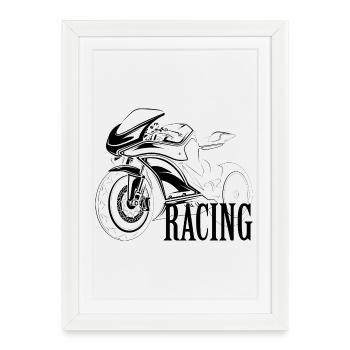 Racing Racebike Moto Symbole Moto Moto - Affiche encadrée (27 × 37 cm) - blanc - Devant