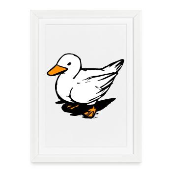 Canard Cool - Canard de Baignade - Oiseau - Canard Grinçant - Affiche encadrée (27 × 37 cm) - blanc - Devant