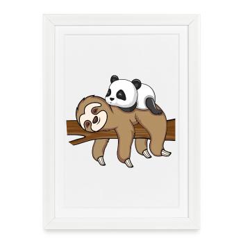 Sloth And Panda Cute Animal Design - Framed poster (27 × 37 cm) - white - Front
