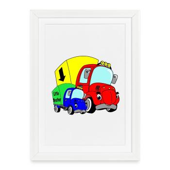 Camions joyeux Petit frère - Affiche encadrée (27 × 37 cm) - blanc - Devant