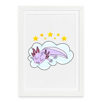 Sleeping Oxolotl - Framed poster (27 × 37 cm) - white - Front