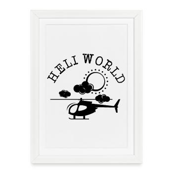 Icône de la bande dessinée Heli World Helicopter Air Helicopter - Affiche encadrée (27 × 37 cm) - blanc - Devant