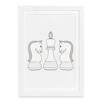 Échecs - Affiche encadrée (27 × 37 cm) - blanc - Devant