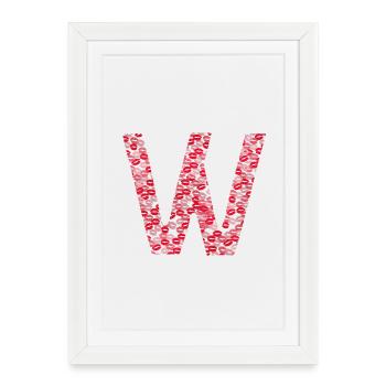 Lettre W - cadeau bisous - Affiche encadrée (27 × 37 cm) - blanc - Devant