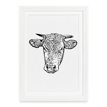 Vache - Affiche encadrée (27 × 37 cm) - blanc - Devant