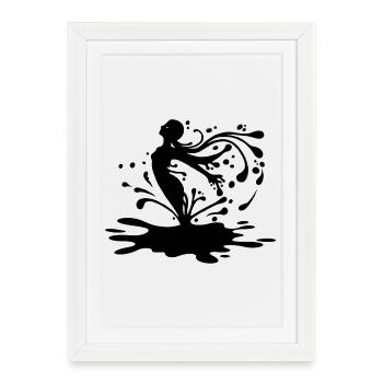 Silhouette et encre de chine - Affiche encadrée (27 × 37 cm) - blanc - Devant
