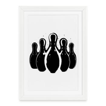 Graphismes de bowling - Affiche encadrée (27 × 37 cm) - blanc - Devant